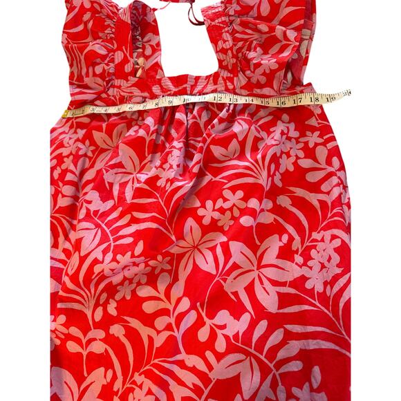 Voyageur By Mersea Capri Pink Floral Square Neck Flutter Sleeve Dress Small - Picture 6 of 9